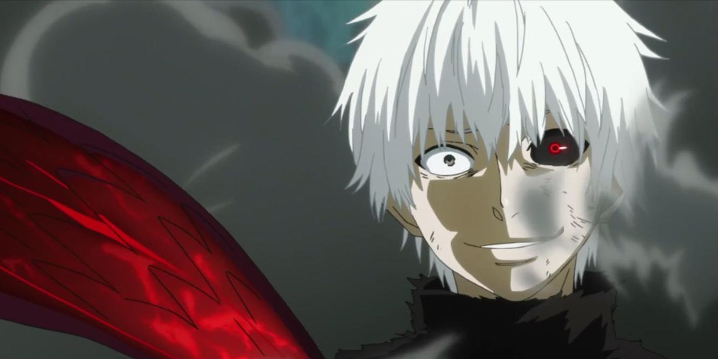 Ken Kaneki looking sinister and evi