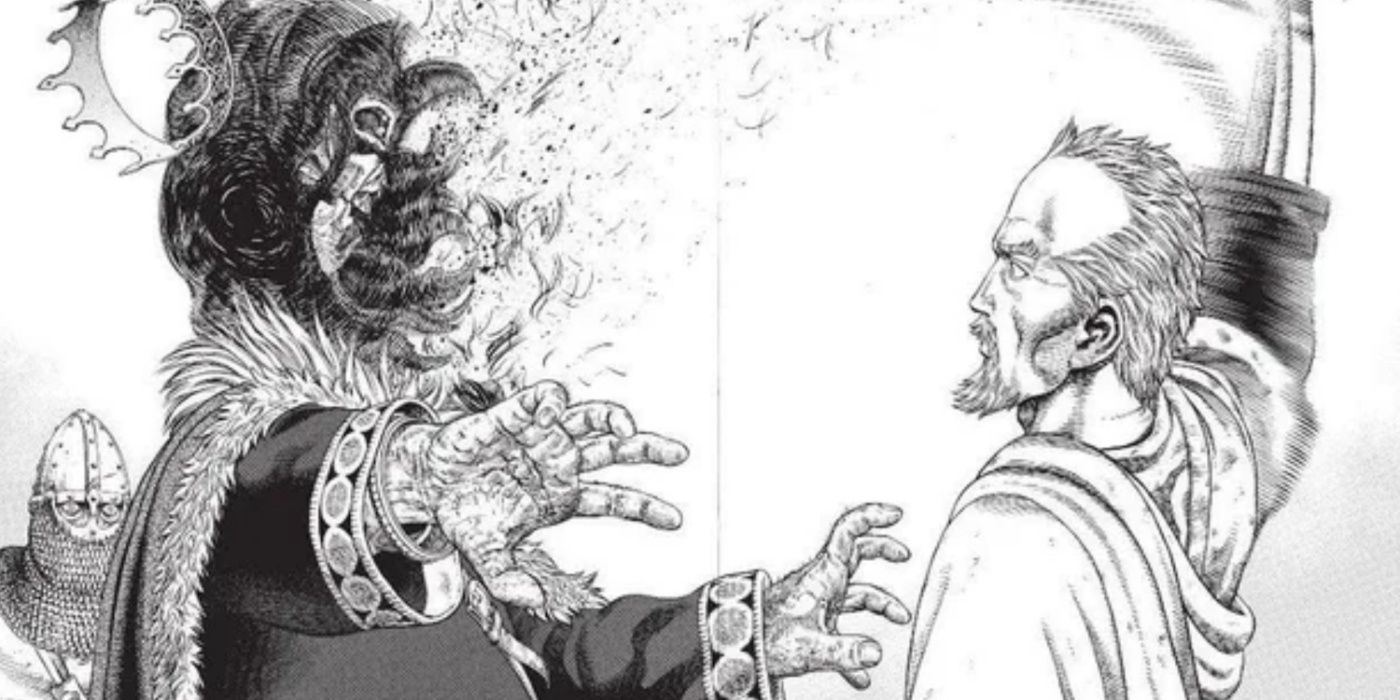 Askeladd beheads King Sweyn in Vinland Saga.